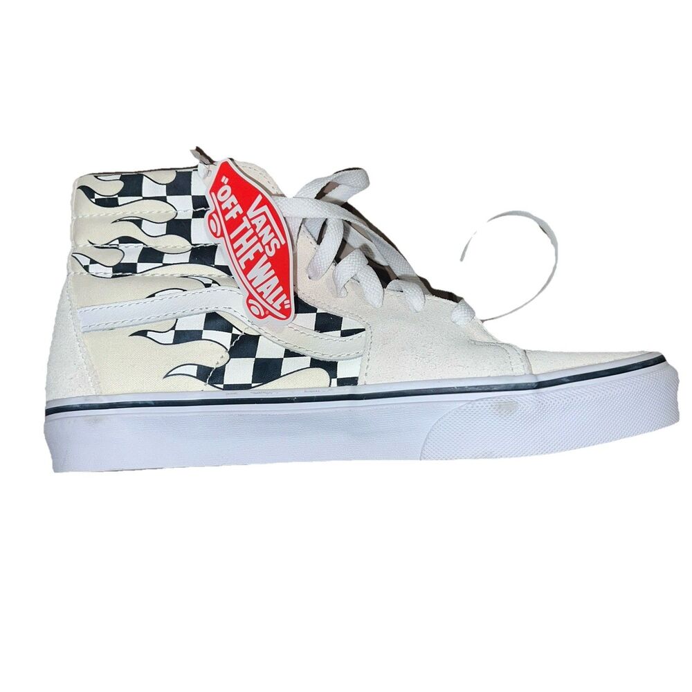 ONE SHOE ONLY NEW VANS Sk8-Hi Checkerboard Flame White Suede Mens 8 Womens 9.5